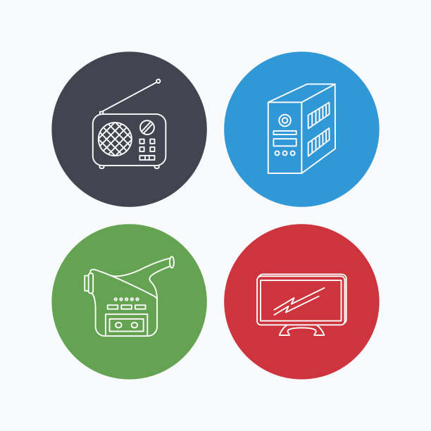 收音机、电视和摄像机图标。图片下载