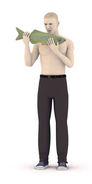 吃鱼的人工角色图片下载