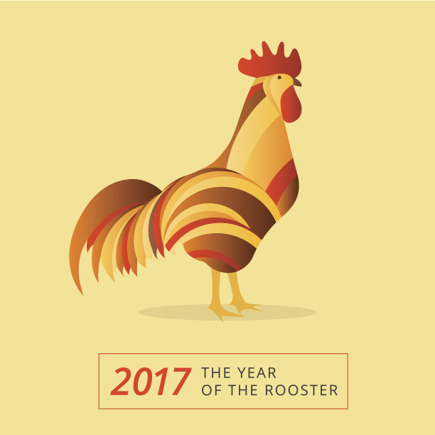 中国生肖鸡的象征。创造性的2017年标志图片下载