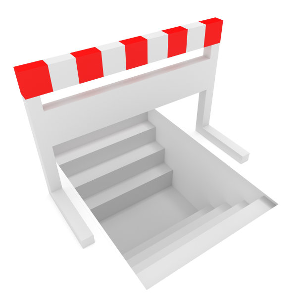 创造性的解决方案:楼梯下的障碍，3d插图图片下载