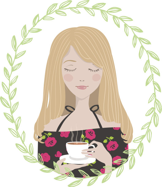 女孩角色阿凡达椭圆形花卉框架素材图片