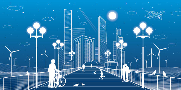 城市场景。路灯。商业中心，摩天大楼，行人图片下载