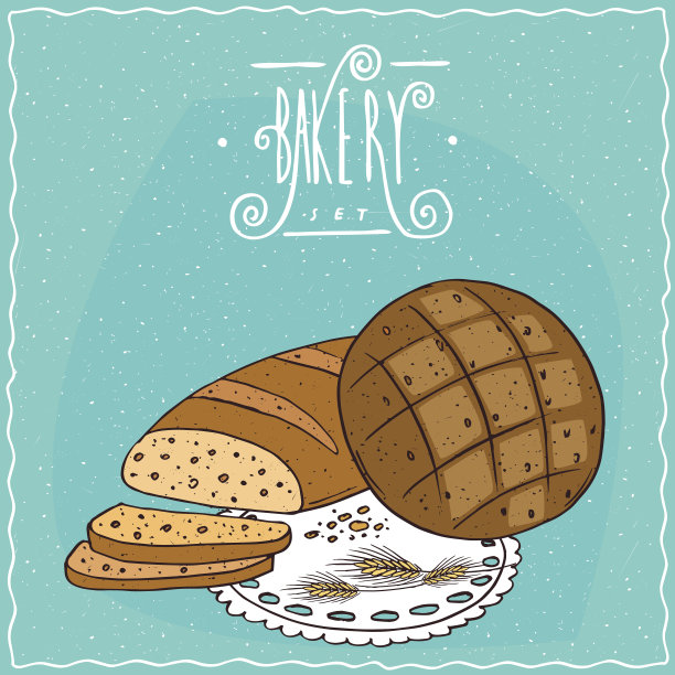 制作小麦面包和圆形黑麦面包图片下载