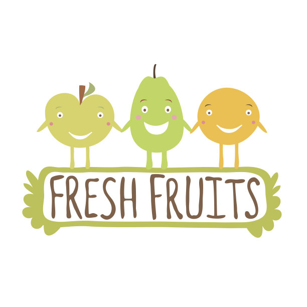 矢量插图与新鲜水果横幅。苹果，梨和橘子。图片下载