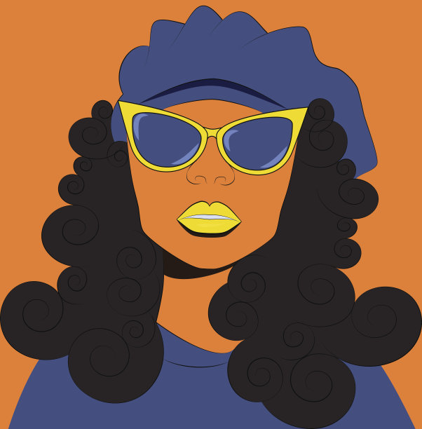 戴着太阳镜和贝雷帽的女孩。图片下载