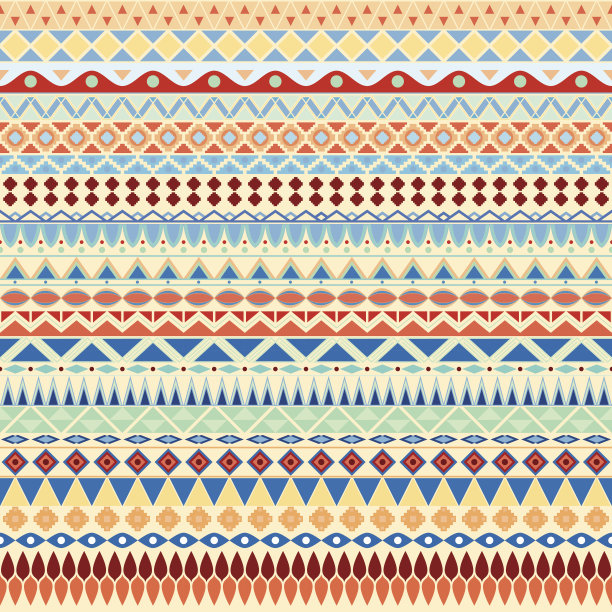 色彩缤纷的部落复古民族无缝图案素材图片
