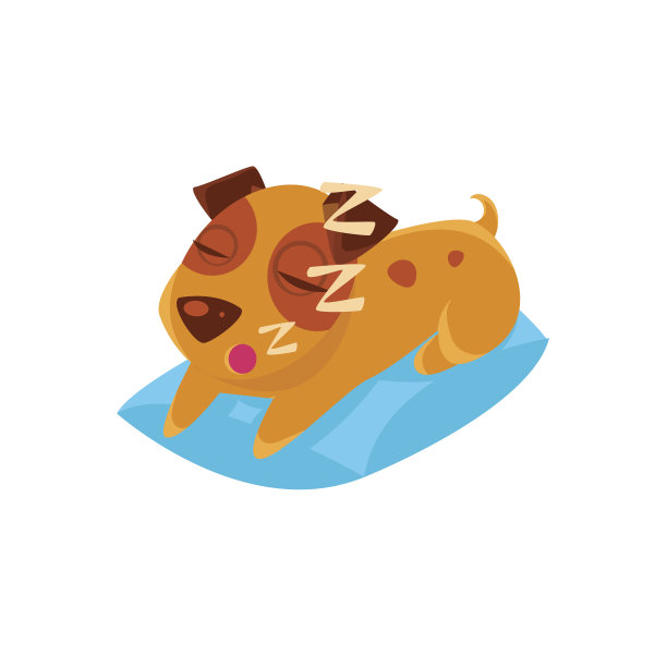 在蓝色枕头上睡觉的小狗图片下载