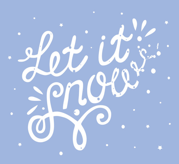 让它下雪了。圣诞手写书法。蓝色+白色图片下载