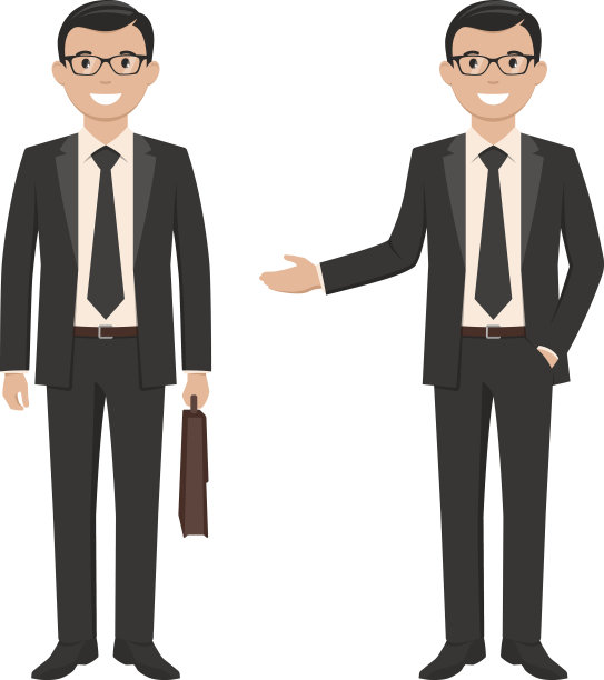 矢量插图的一个年轻的卡通风格微笑的商人图片下载