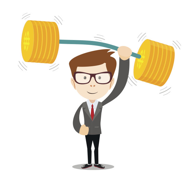 商人举起沉重的美元符号杠铃图片下载