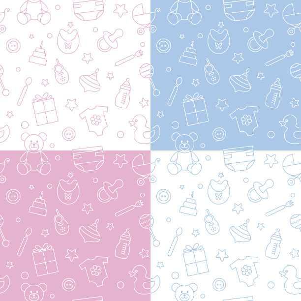 一套婴儿无缝图案图片下载