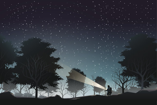 夜幕降临时，冒险者前往森林深处图片下载