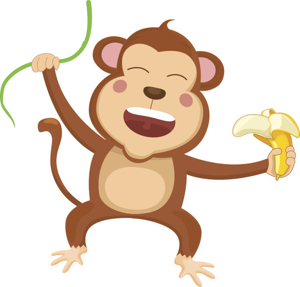 卡通猴子的矢量插图素材图片