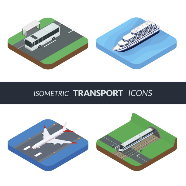 一组web图标公共客运运输素材图片