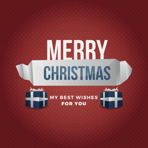 圣诞快乐的背景与几何丝带图片下载