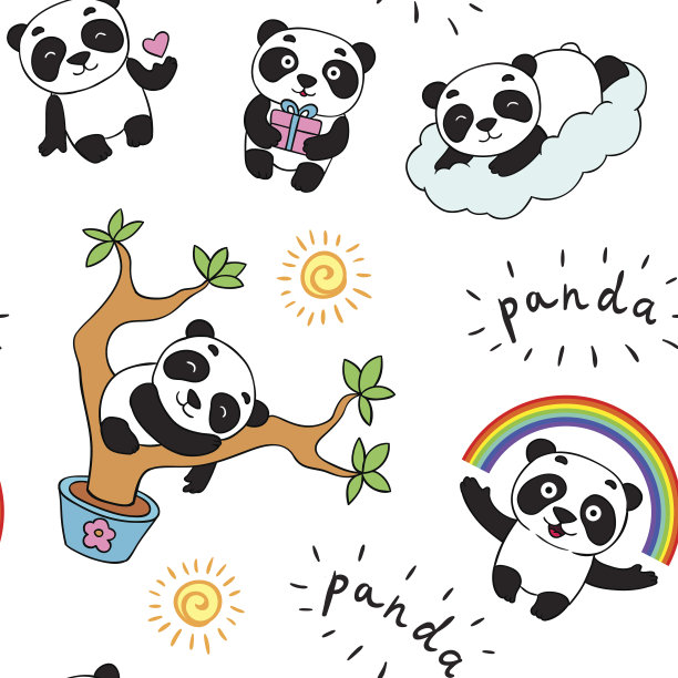 涂鸦熊猫熊图案。图片下载