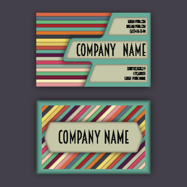 名片模板与3D纸彩色线条图片下载