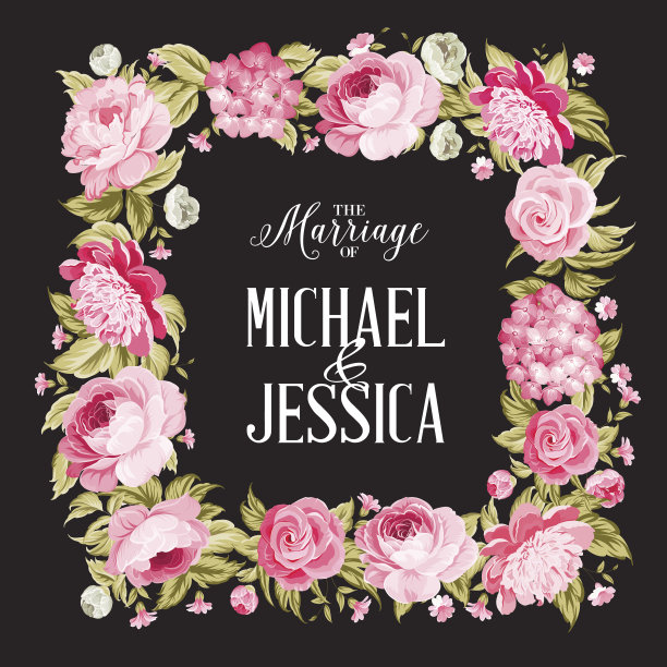 婚礼邀请卡。图片下载