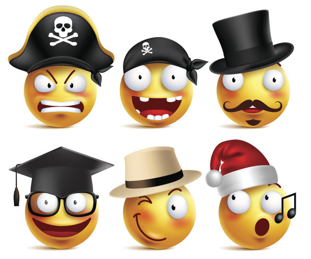 笑脸矢量集搞笑无牙海盗，魔术师图片下载