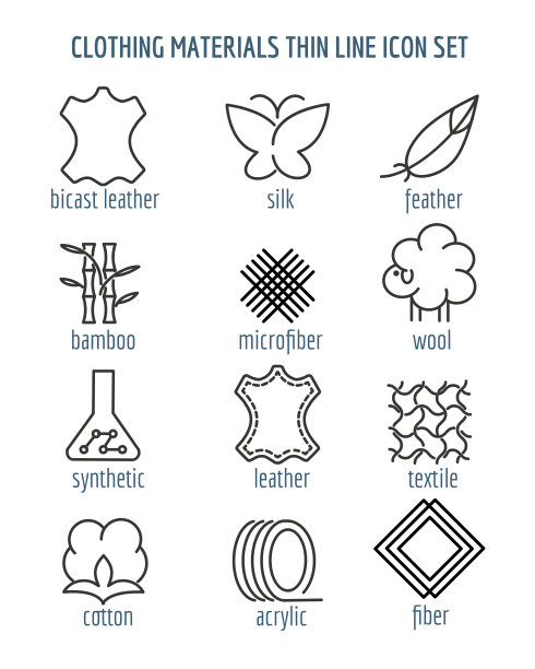 服装材料细线图标素材图片
