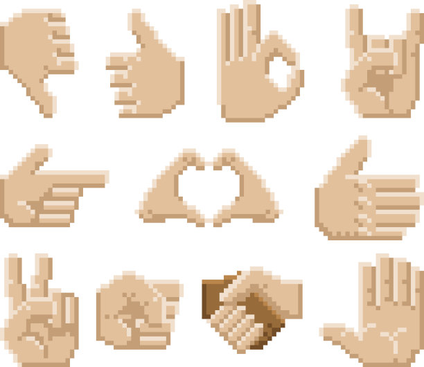 像素艺术手形图标图片下载