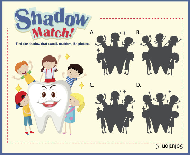 游戏模板与匹配的孩子和牙齿图片下载