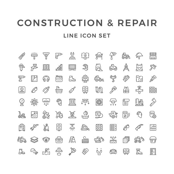 设置施工和维修的线图标图片下载