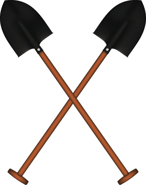 两把交叉的花园铲子图片下载