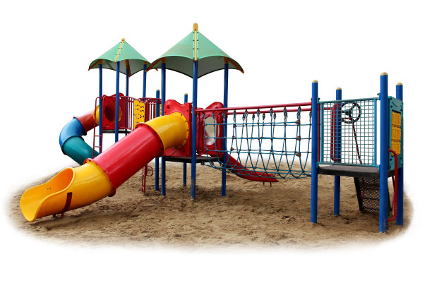 五彩缤纷的操场为孩子们隔离在白色图片下载