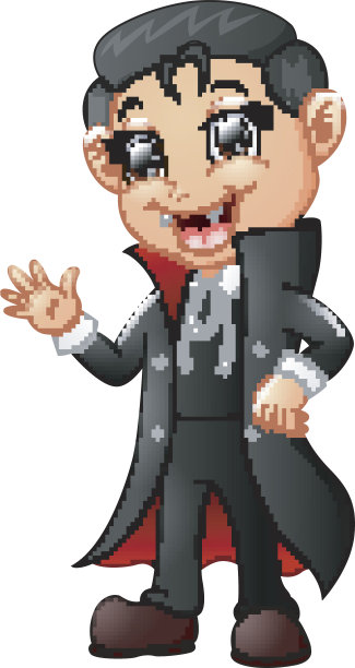 快乐的孩子穿着吸血鬼服装图片下载