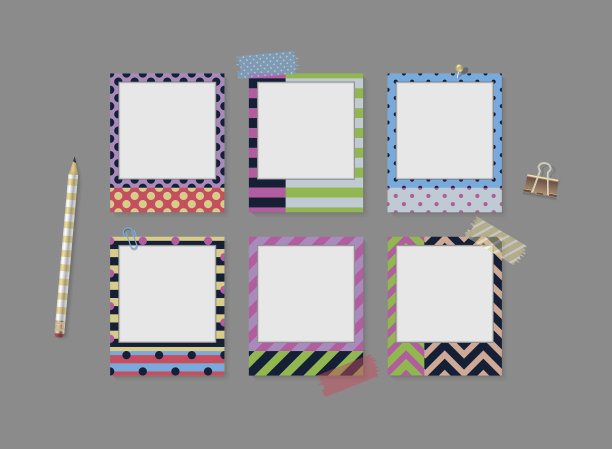 与模式的现实矢量复古照片框架图片下载