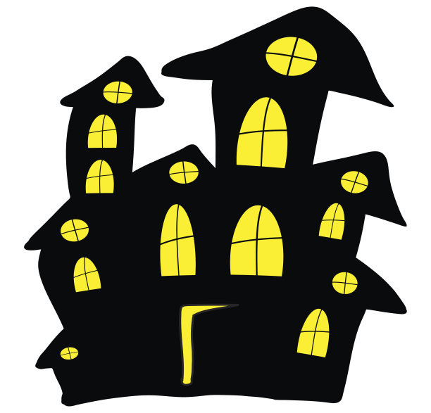 万圣节恐怖吓人的猎屋，矢量符号图标设计。图片下载