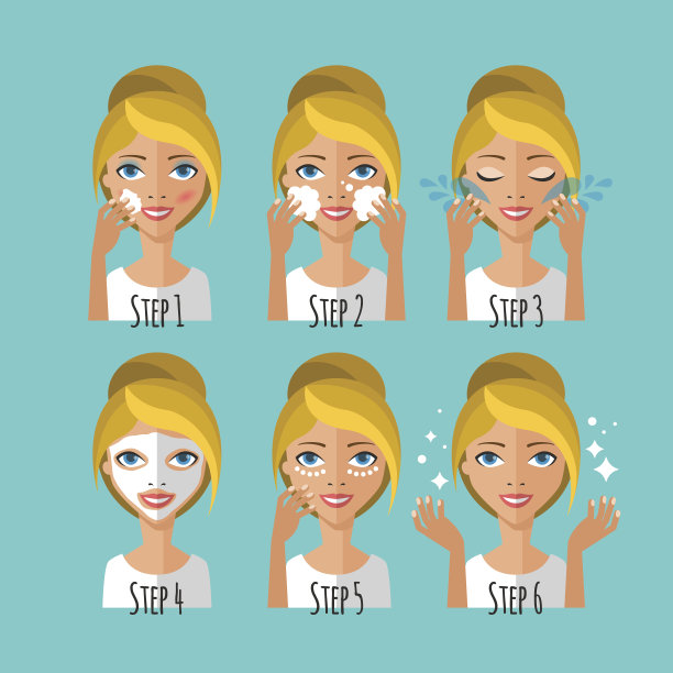 皮肤护理的概念。年轻女子清洁和护理她的脸图片下载