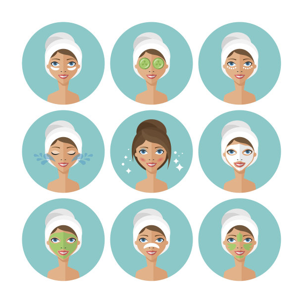 皮肤护理的概念。面膜及美容护理程序集。图片下载