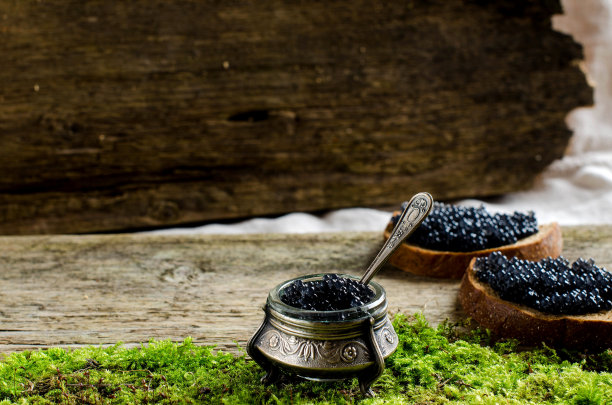 黑鱼子酱。文本。素材图片