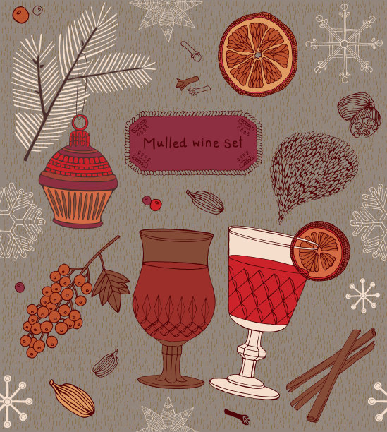 热葡萄酒，坚果和香料图片下载