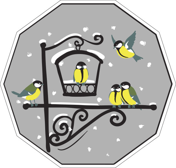 冬天鸟类在喂食器里图片下载