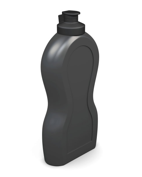 空的黑色包装瓶孤立在白色背景。3 d再保险图片下载