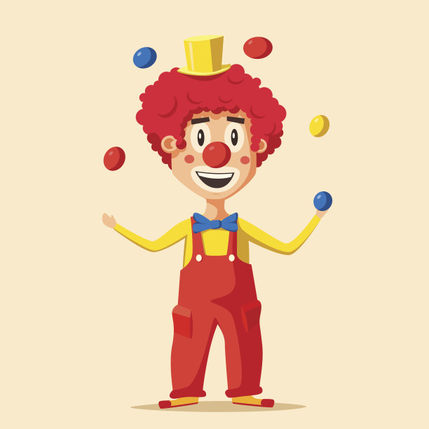 快乐马戏团小丑。卡通矢量图图片下载