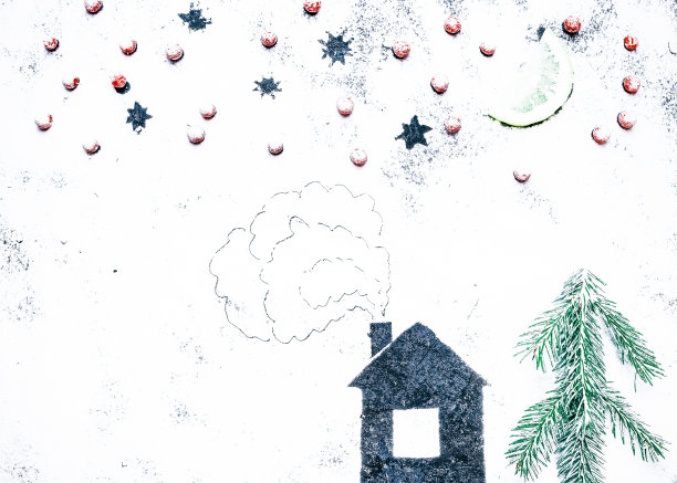 冬天房子上的面粉图片下载