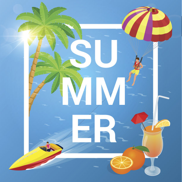 夏日沙滩概念。田园旅游背景图片下载