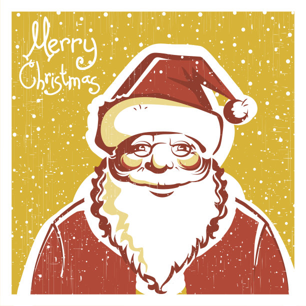 圣诞老人肖像老圣诞卡图片下载