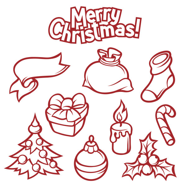 一套圣诞节日的象征和对象图片下载