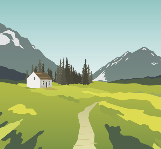 山景带孤屋图片下载