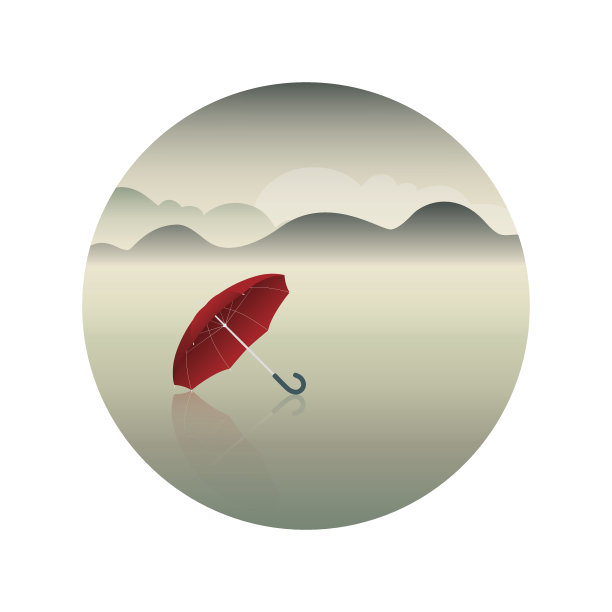 红色的伞和雨天的背景图片下载