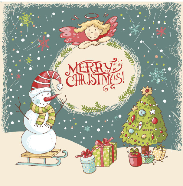 矢量圣诞和新年贺卡的文字图片下载