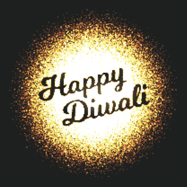 快乐排灯节金色发光粒子矢量背景图片下载