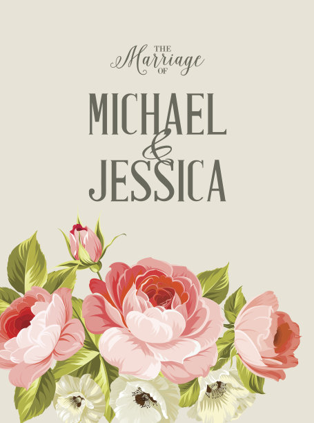 婚礼邀请卡。素材图片