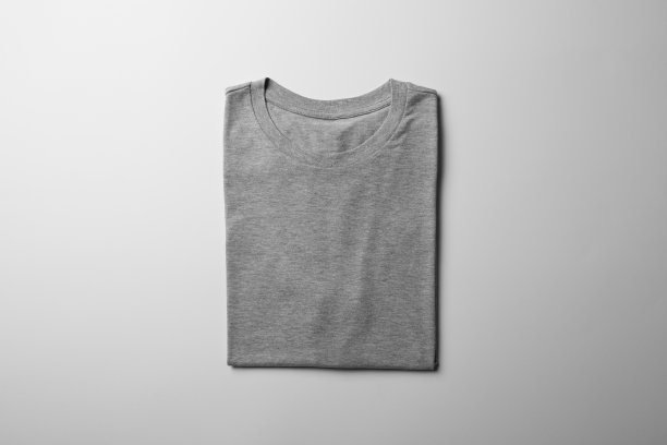 灰色折叠t恤模型图片下载