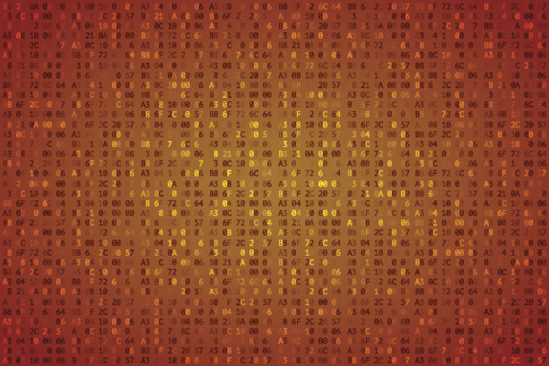 抽象的数字背景。随机数字和字母彩色插图。素材图片